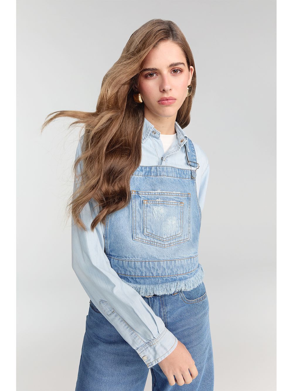 By NV — Blusa Jeans Rita - Jeans Médio Claro