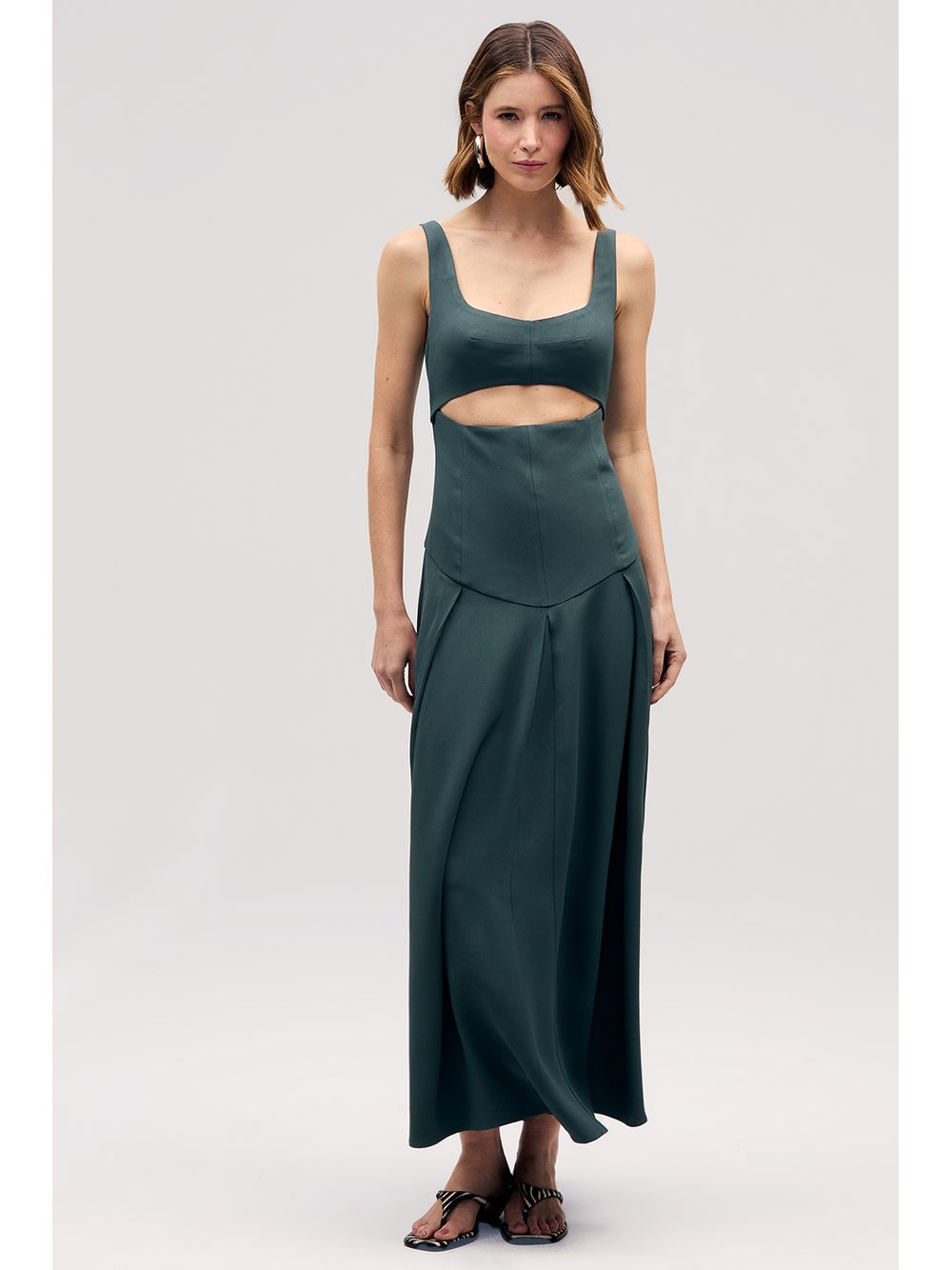By NV — Vestido Laís - Verde Petroleo