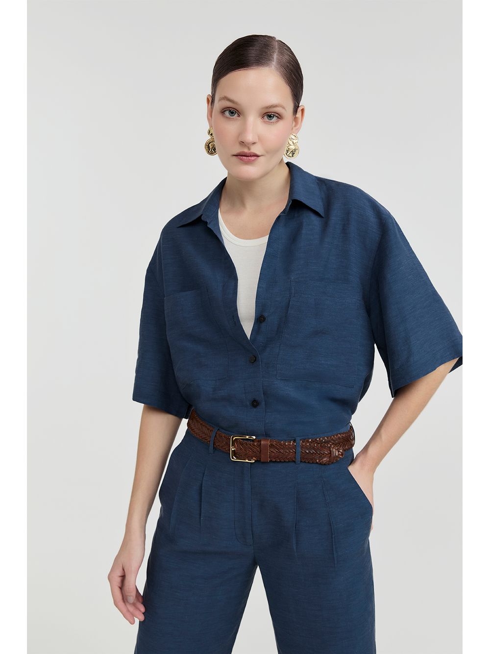 By NV — Camisa Clarissa - Azul Retro