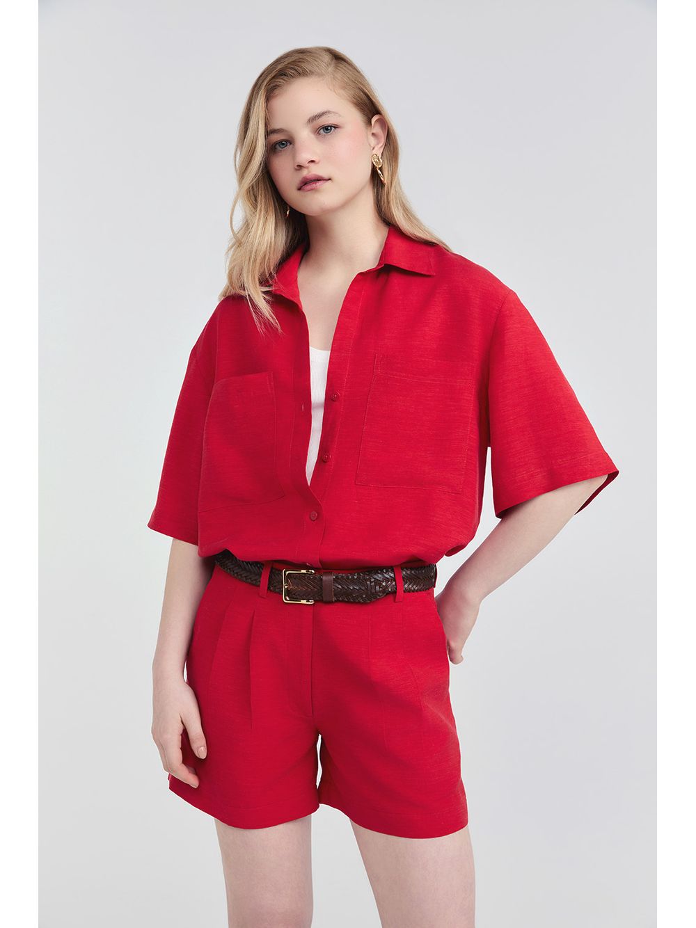 By NV — Camisa Clarissa - Vermelho Salsa